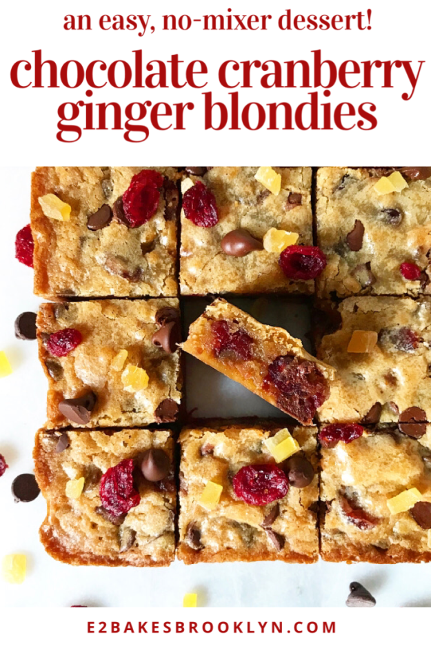 Chocolate Cranberry Ginger Blondies