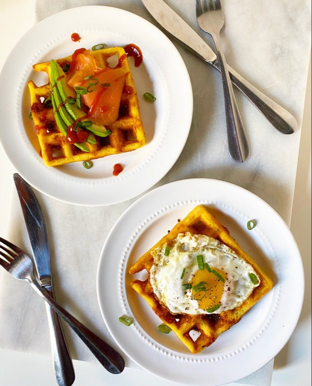 Cheddar Scallion Cornmeal Waffles {Gluten-Free}