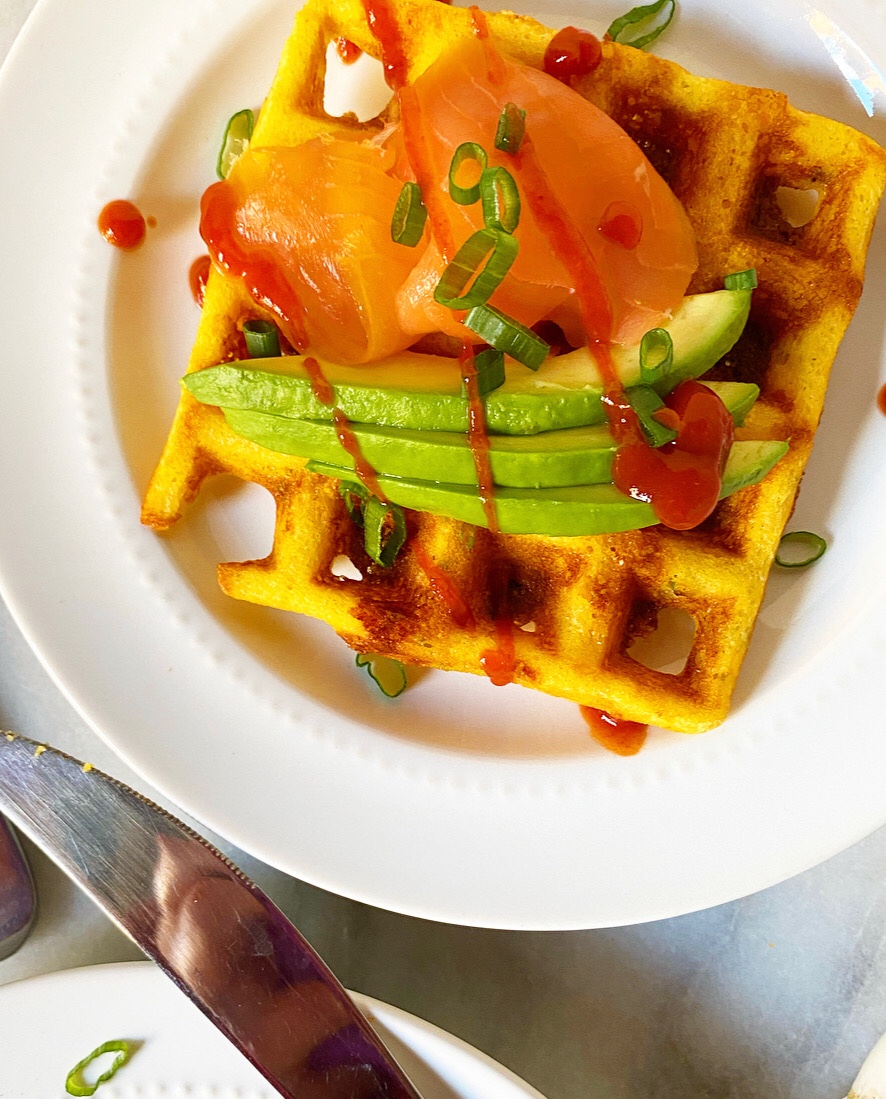 Cheddar Scallion Cornmeal Waffles {Gluten-Free}