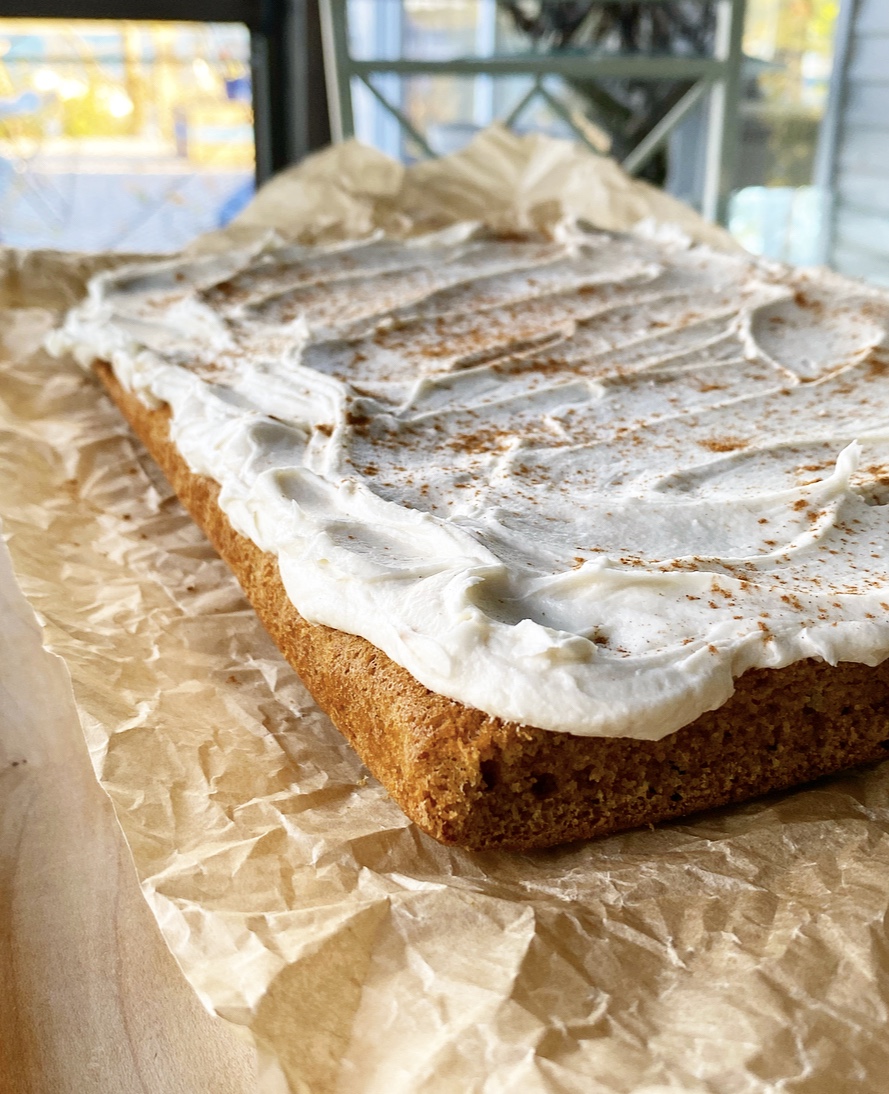 Pumpkin Sheet Cake with Maple Frosting {Vegan & Gluten-Free}