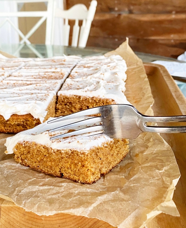 Pumpkin Sheet Cake with Maple Frosting {Vegan & Gluten-Free}