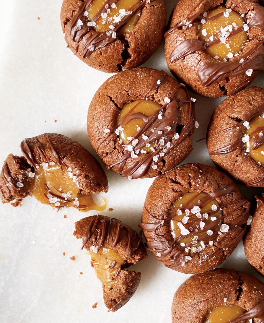 Chocolate Salted Caramel Thumbprints