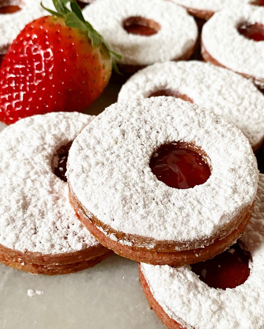 Double Strawberry Linzer Cookies