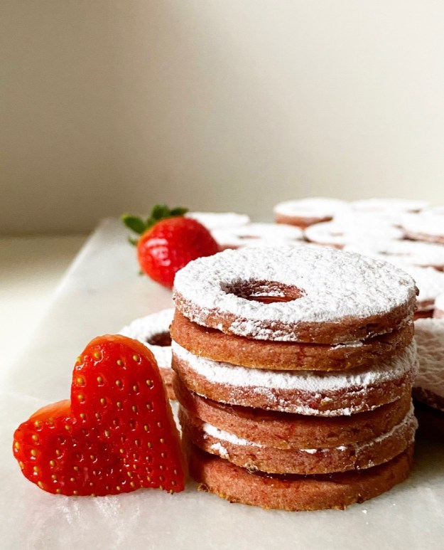 Double Strawberry Linzer Cookies