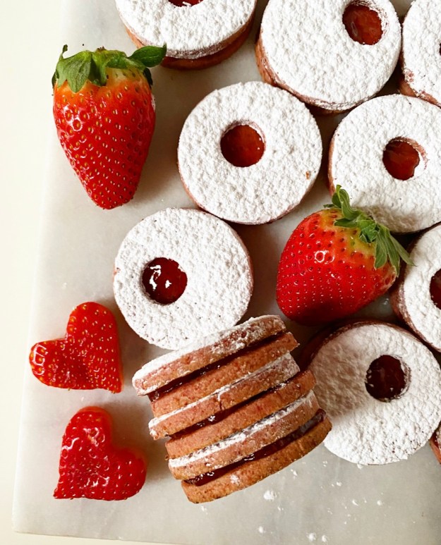 Double Strawberry Linzer Cookies