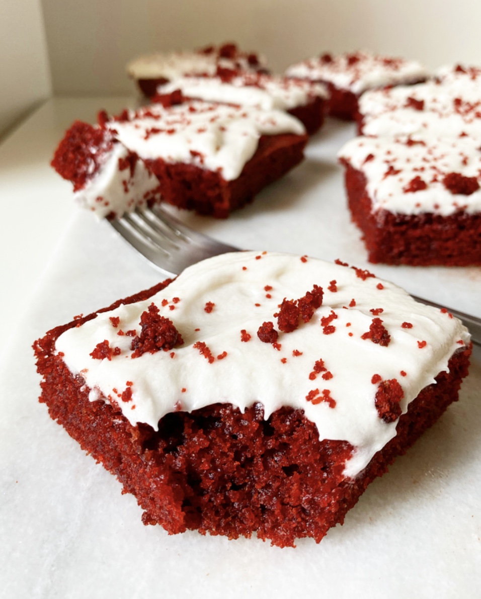 Red Velvet Sheet Cake with Cream Cheese Frosting {Vegan & Gluten-Free}