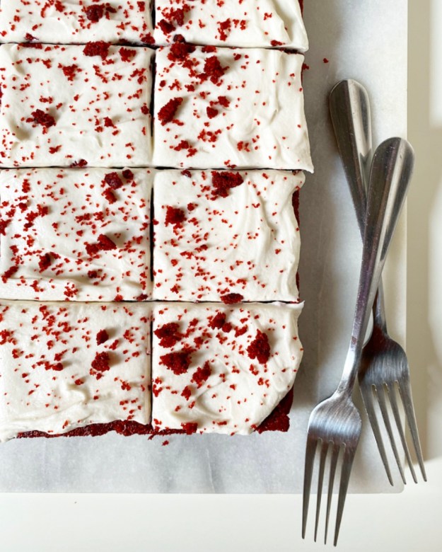 Red Velvet Sheet Cake with Cream Cheese Frosting {Vegan & Gluten-Free}