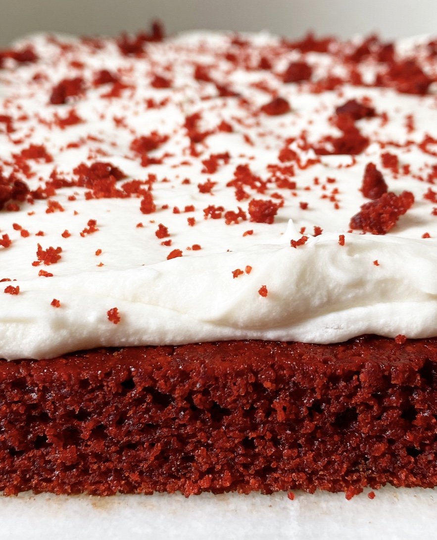 Red Velvet Sheet Cake with Cream Cheese Frosting {Vegan & Gluten-Free}