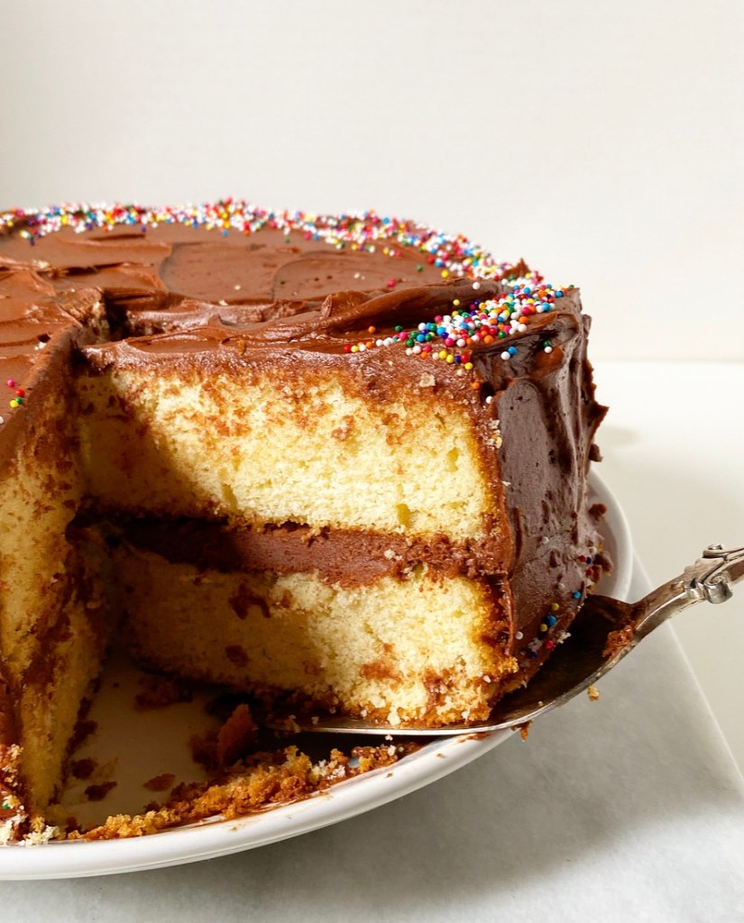Yellow Cake with Chocolate Frosting​