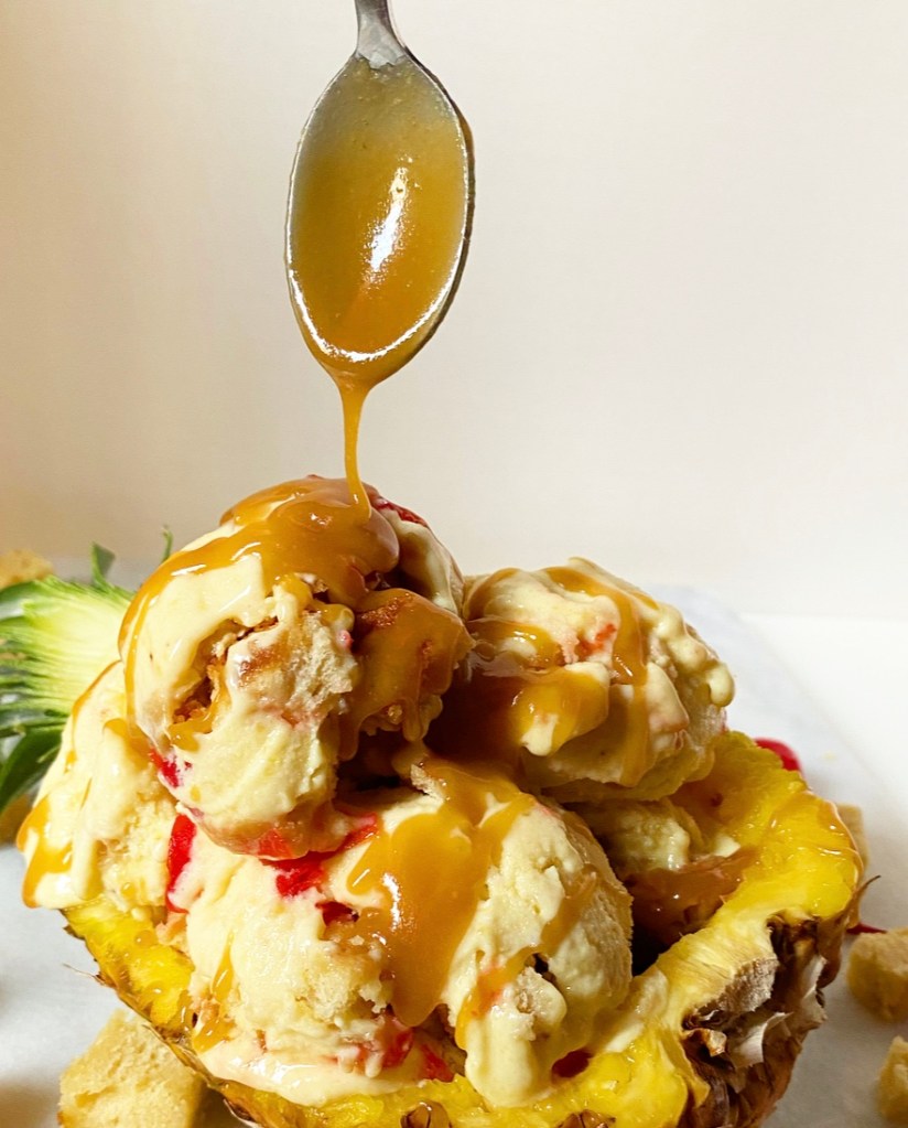 Pineapple Upside-Down Cake Sherbet