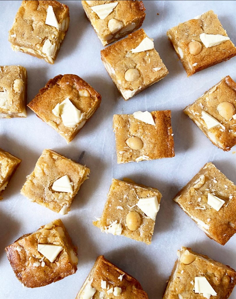 Brown Butter White Chocolate Macadamia Nut Blondies​