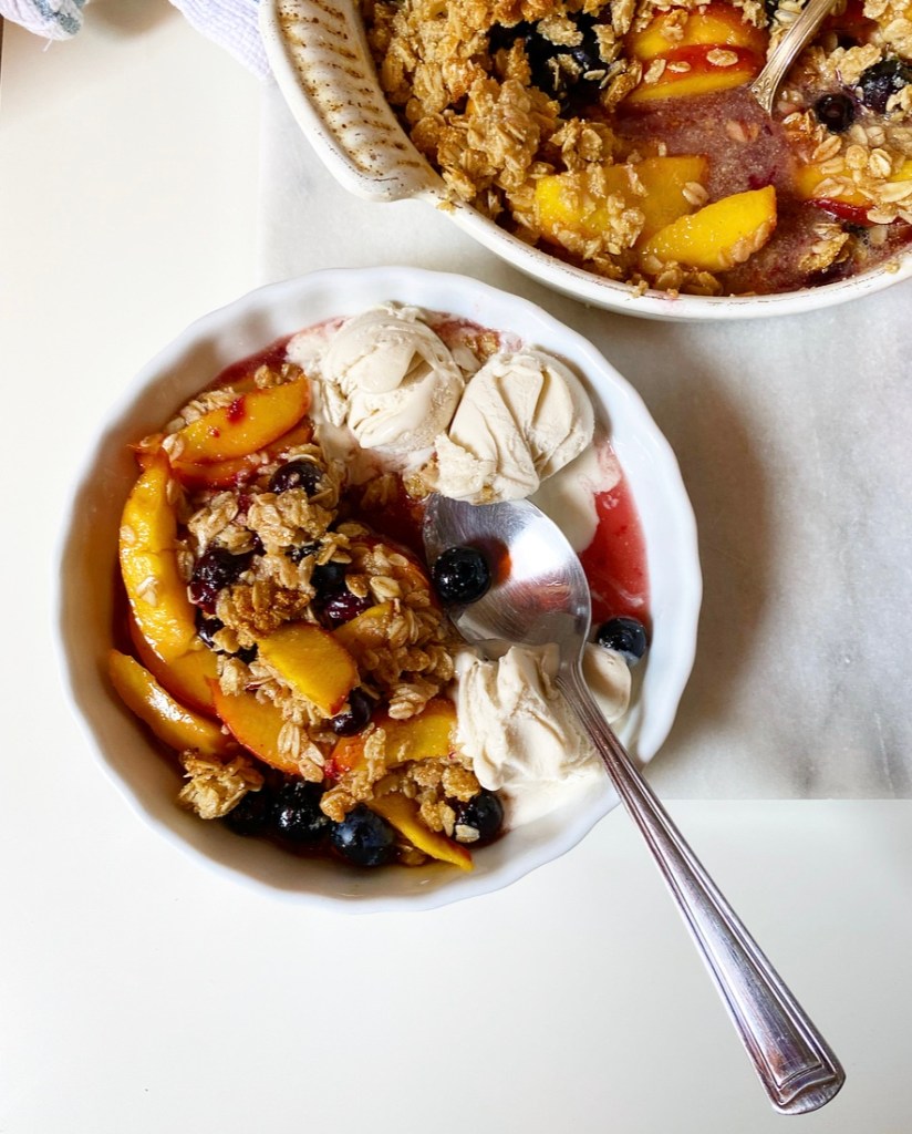 Vegan, Gluten-Free Peachy Berry Crisp