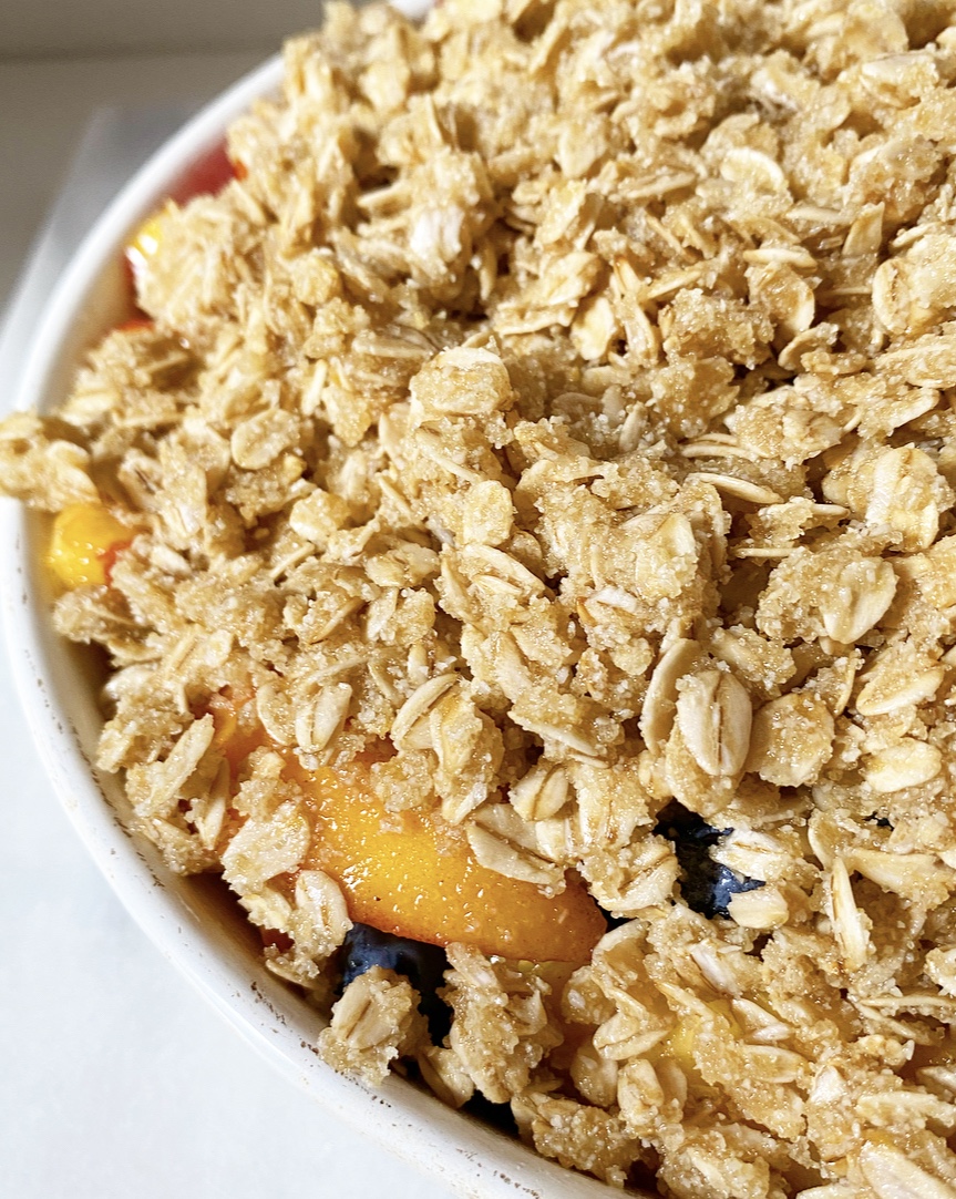 Vegan, Gluten-Free Peachy Berry Crisp