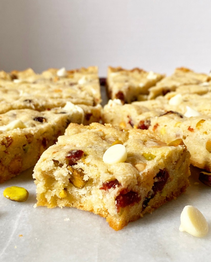 White Chocolate Cranberry Pistachio Shortbread Wedges​